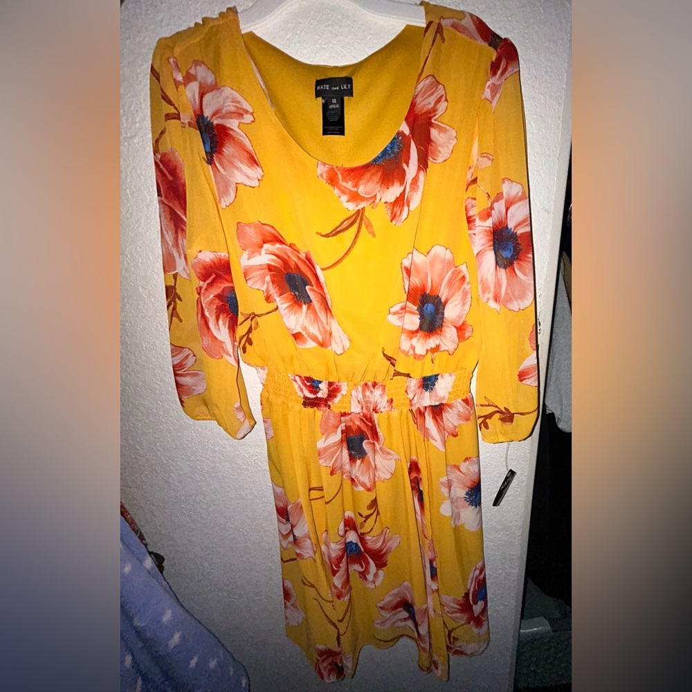 Kate and Lily Yellow Floral Dress